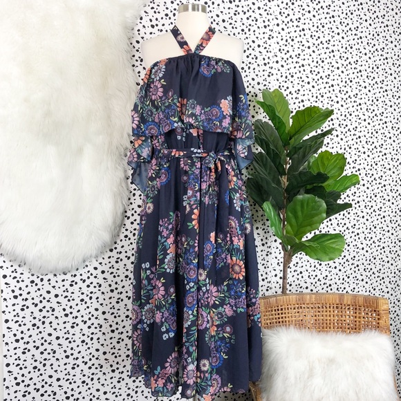 Eloquii Dresses & Skirts - Eloquii | Floral Off Shoulder Halter Midi Dress